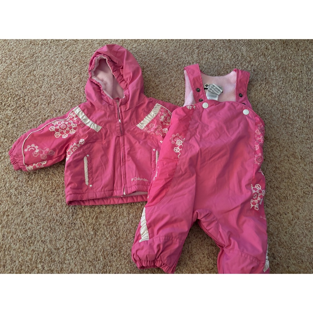Columbia Infant Girls Pink Snowsuit Omni-Shield Jacket Bib Set   Size 6 month